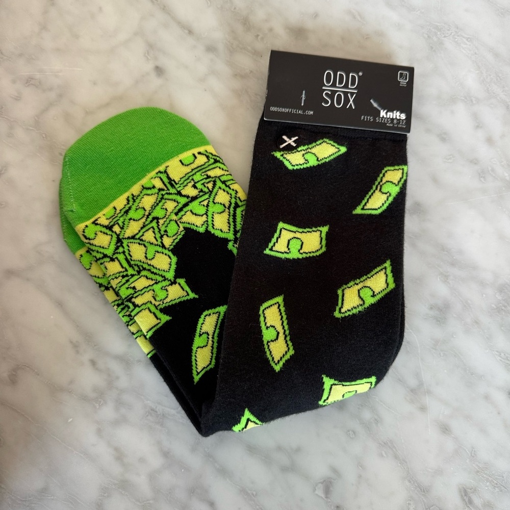 Men’s Odd Sox Cash Money Dress Socks Size 9-12 Make It Rain Sox
